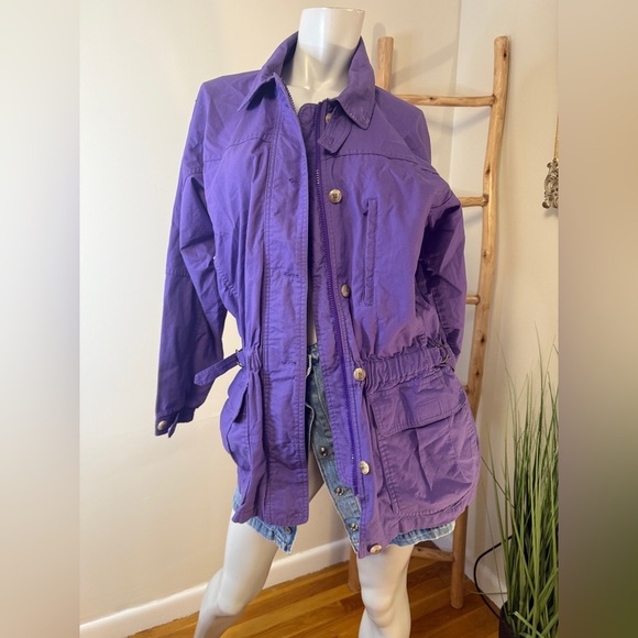 L.L. Bean Women's Chore Barn Coat Jacket Purple Long Rain Active Vintage Medium - Picture 2 of 10